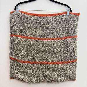 Crate and Barrel Beasley Pillow Orange Grey Wool Fiber Knit Duvet Pillow Cover